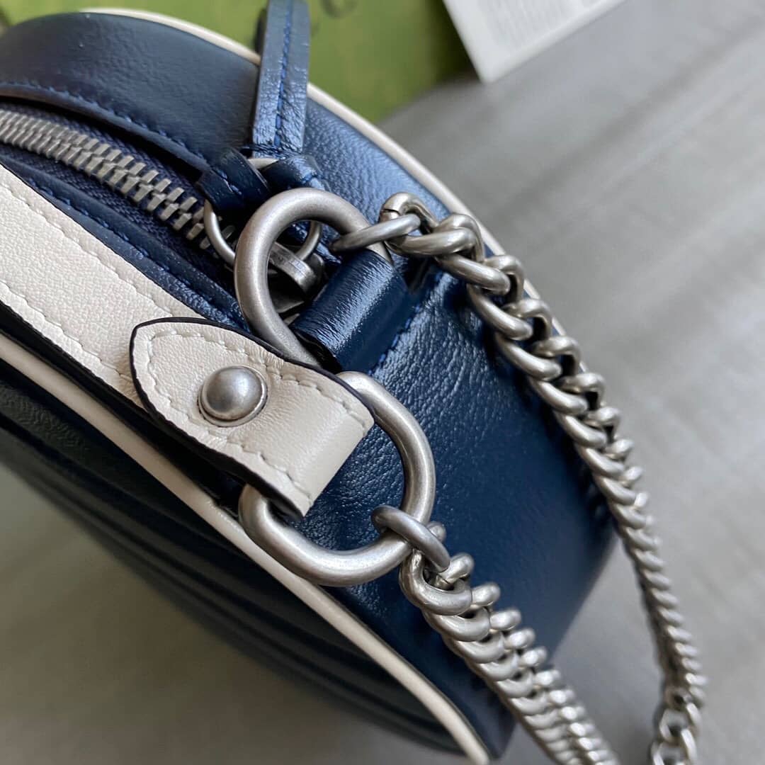 Gvc*1 GG Marmont Round Mini Shoulder Bag Replica Blue 550154