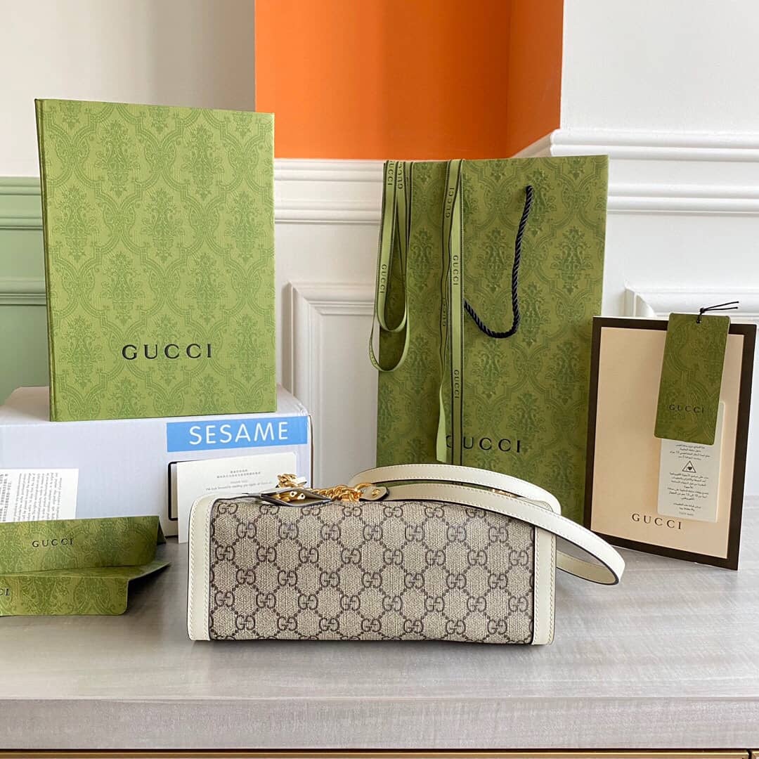 Gvc*1 Padlock Small GG Svp*me Canvas Shoulder Bag Replica White 498156