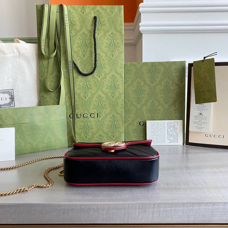 Gvc*1 GG Marmont Mini Matelasse Leather Shoulder Bag Replica Black 574969