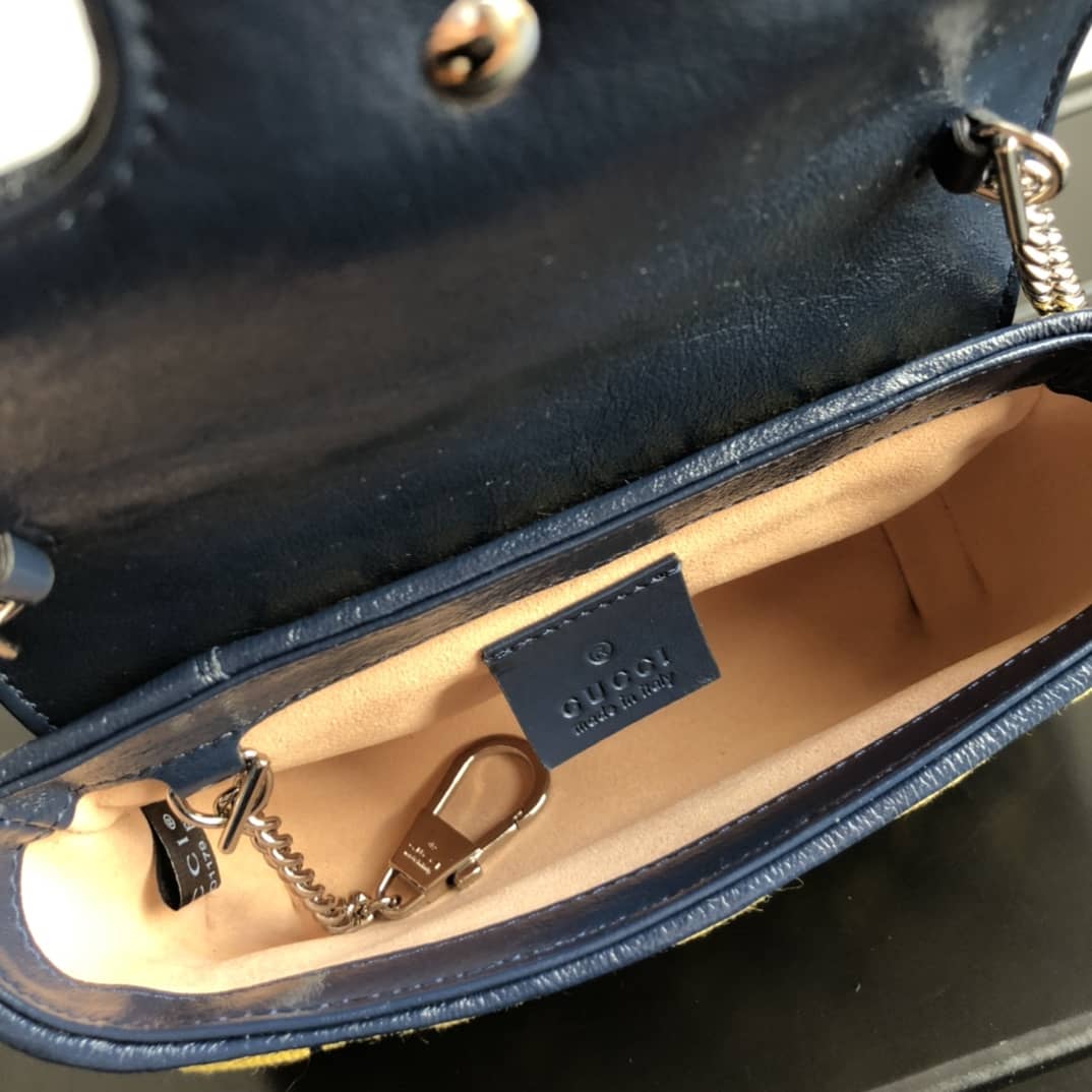 Gvc*1 GG Marmont Matelasse Leather Mini Shoulder Bag Replica Yellow 476433