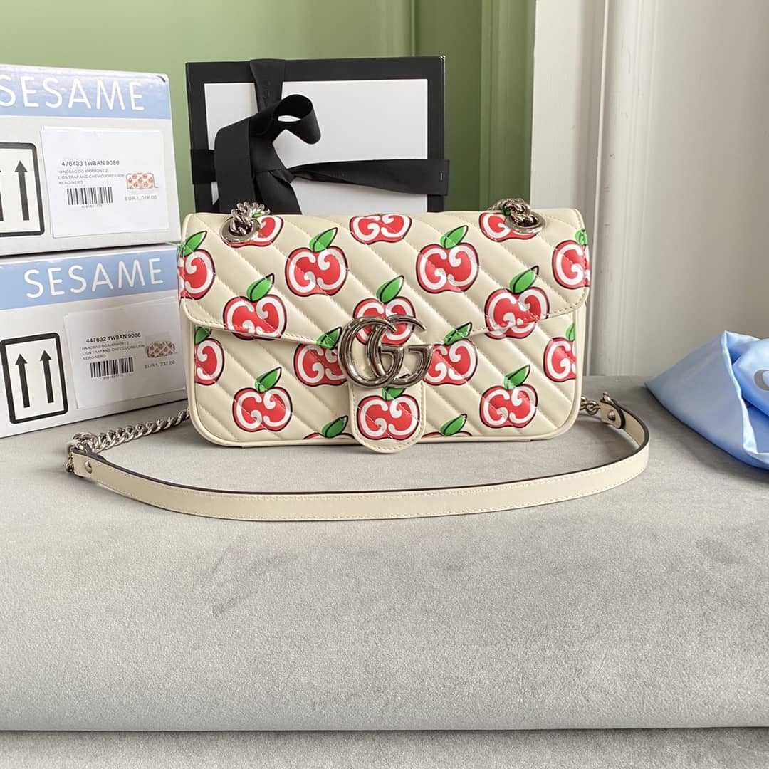 Gvc*1 GG Marmont Matelasse Shoulder Bag Replica White 443497