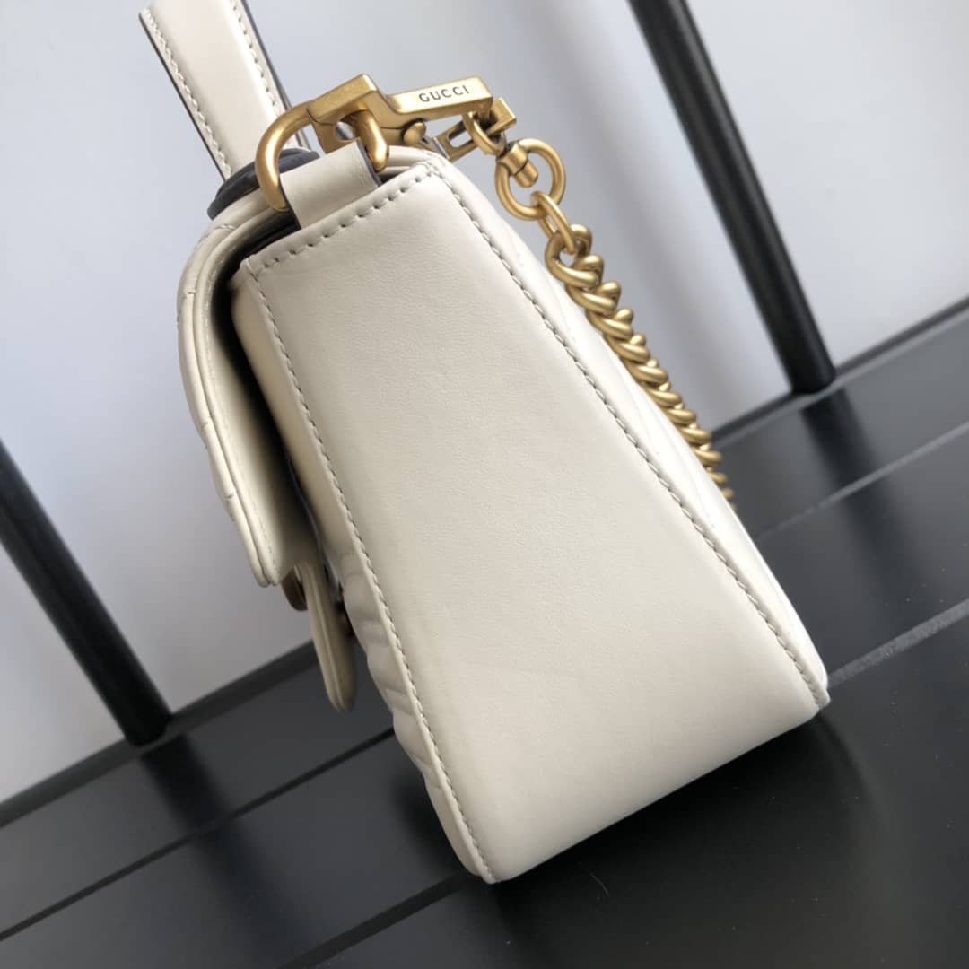 Gvc*1 GG Marmont Mini Leather Top Handle Bag Replica White 547260