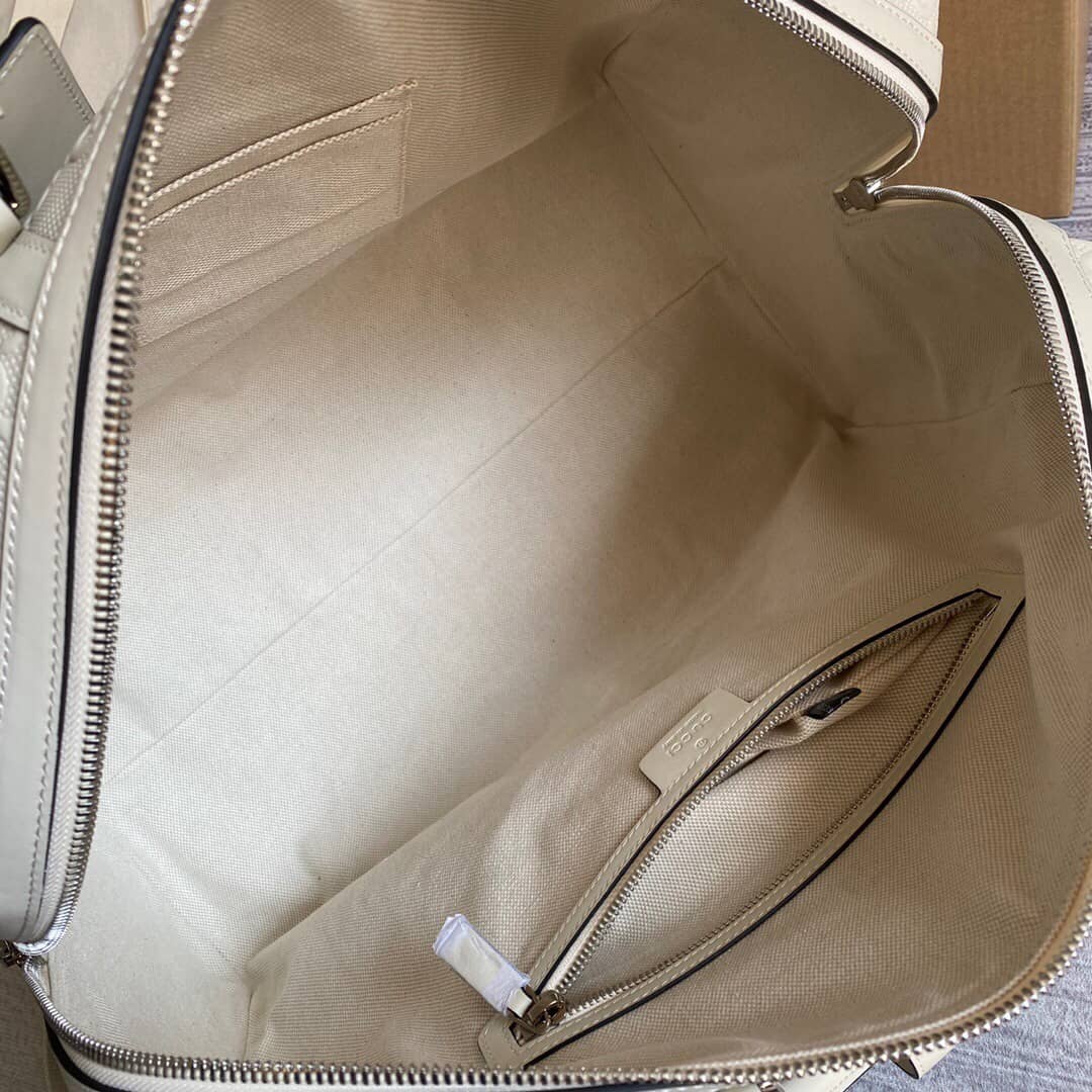 Gvc*1 GG Embossed Perforated Leather Duffle Bag Replica White 625768