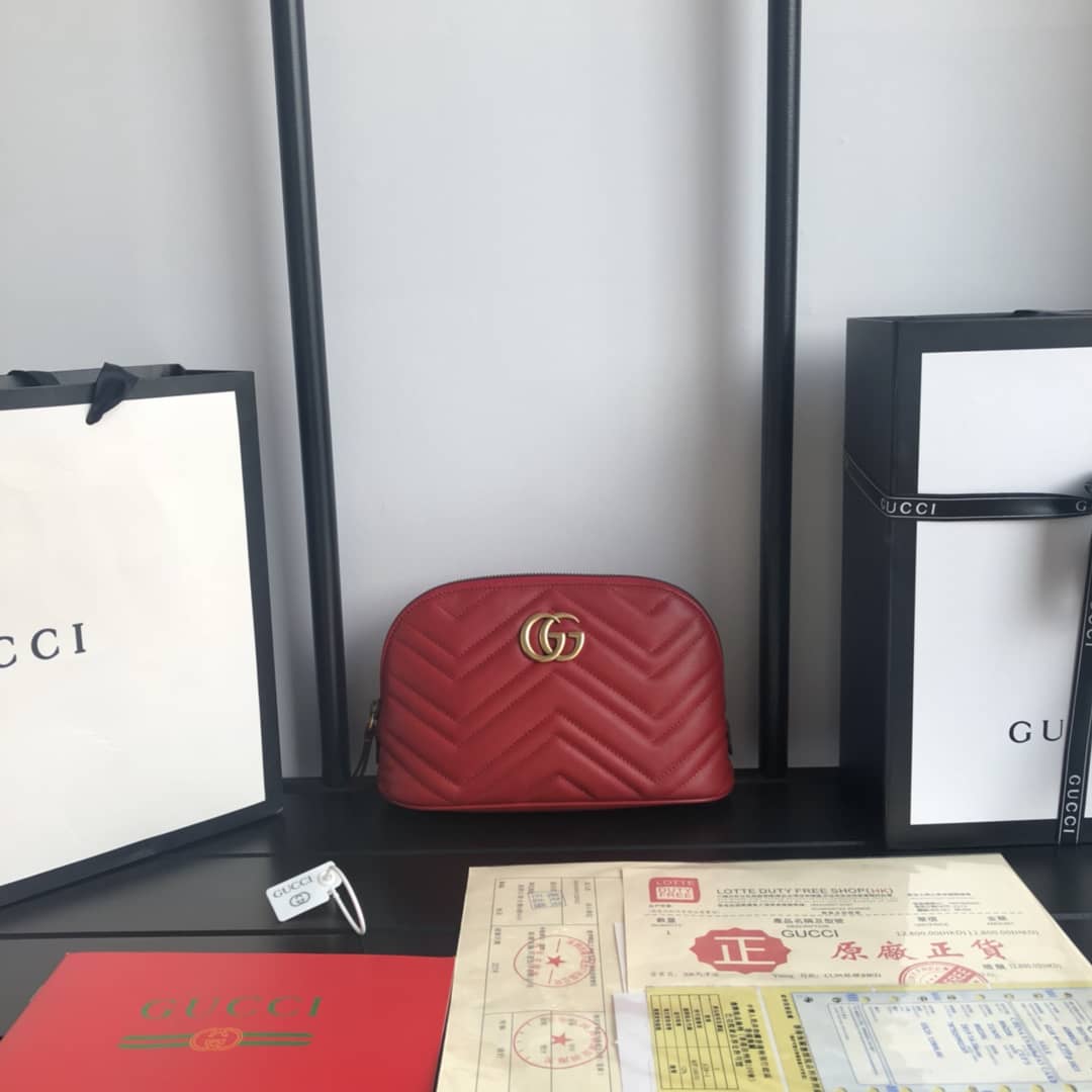 Gvc*1 GG Marmont Quilted Vanity Bag Replica Red 625690