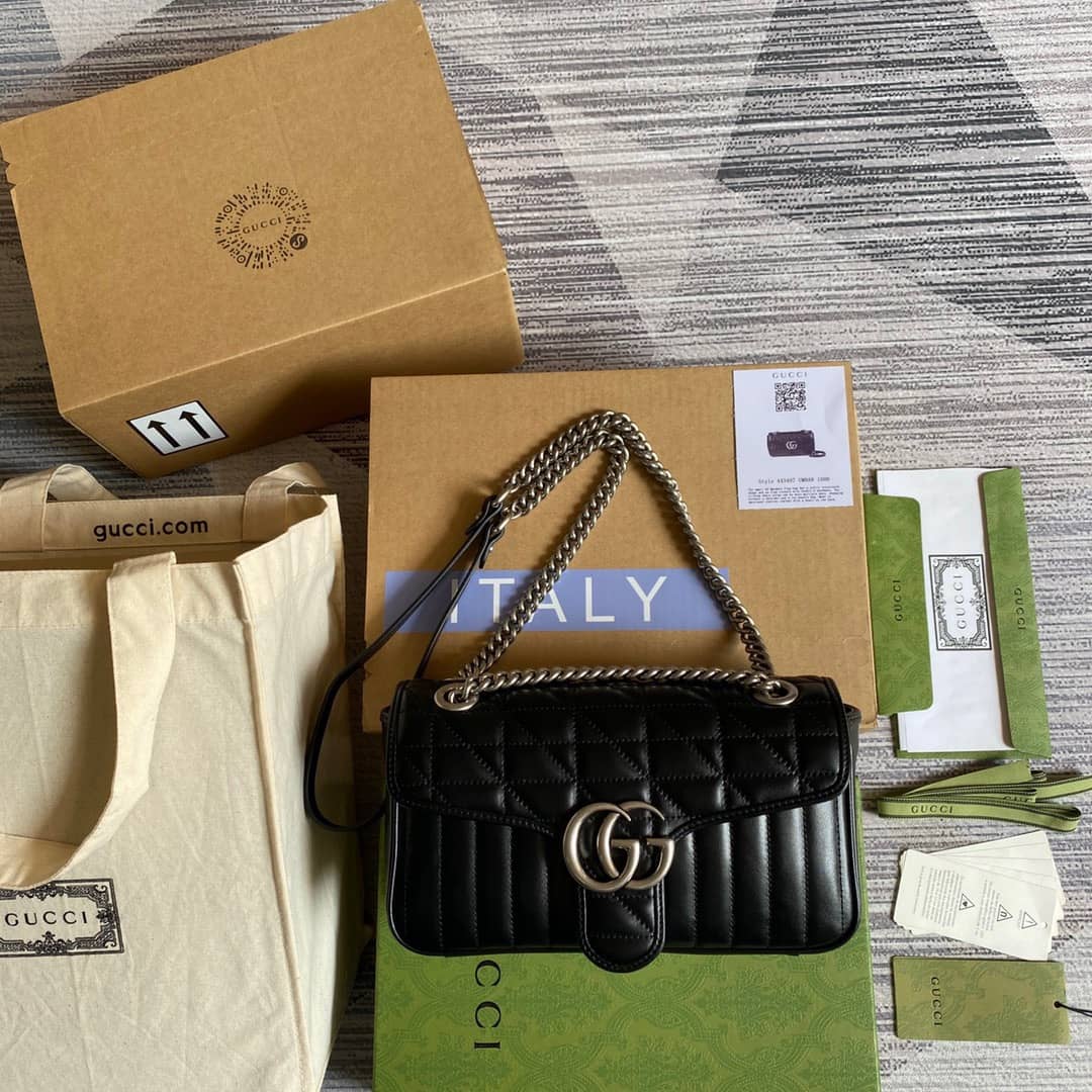 Gvc*1 GG Marmont Matelasse Shoulder Bag Replica Black 443497