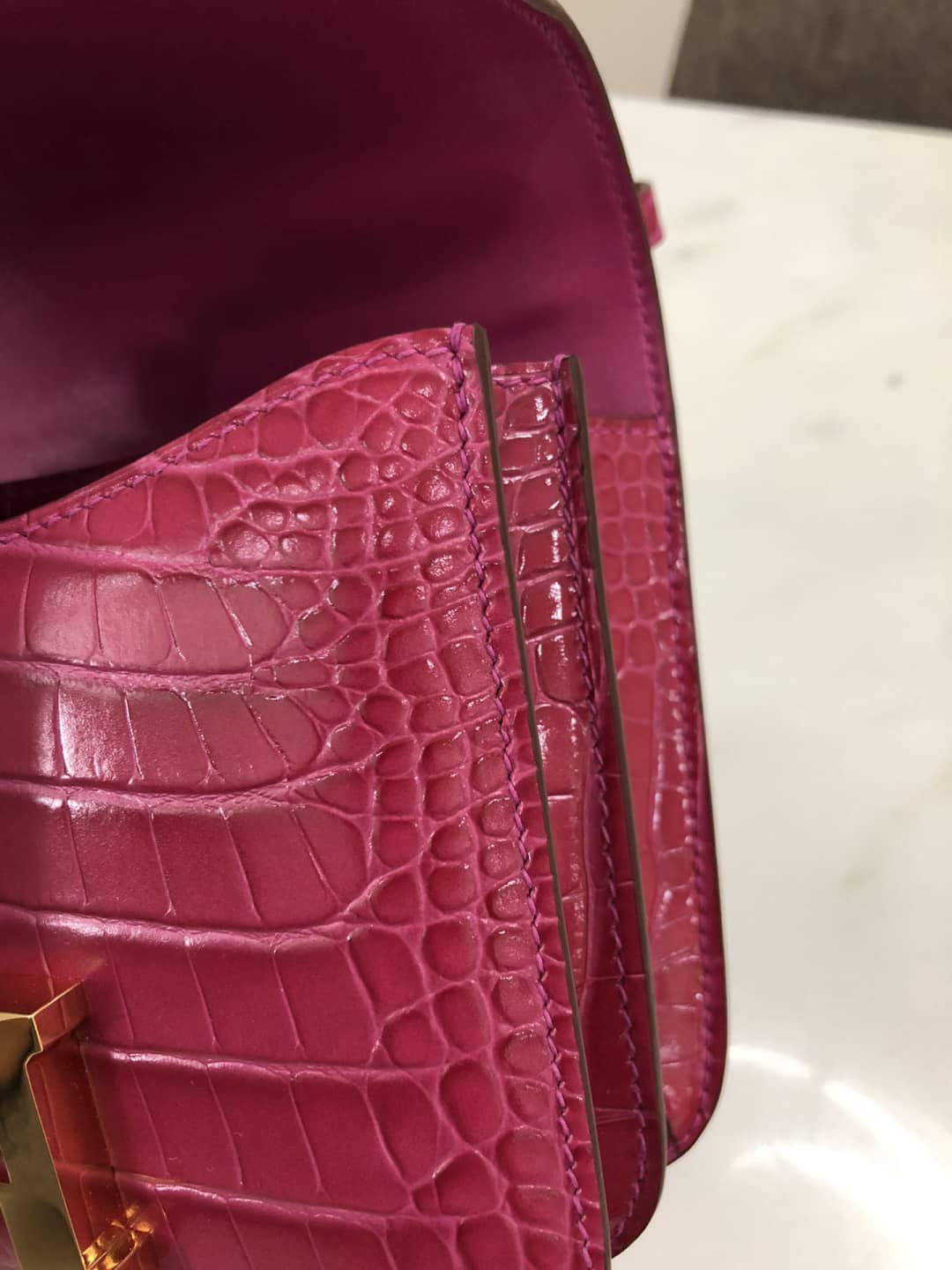 H**me5 Replica Constance 18CM Crocodile Shiny Bag