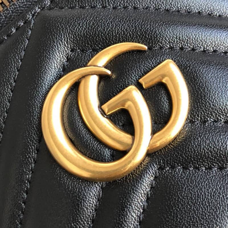 Gvc*1 GG Marmont Matelesse Mini Round Replica Backpack Black 598594