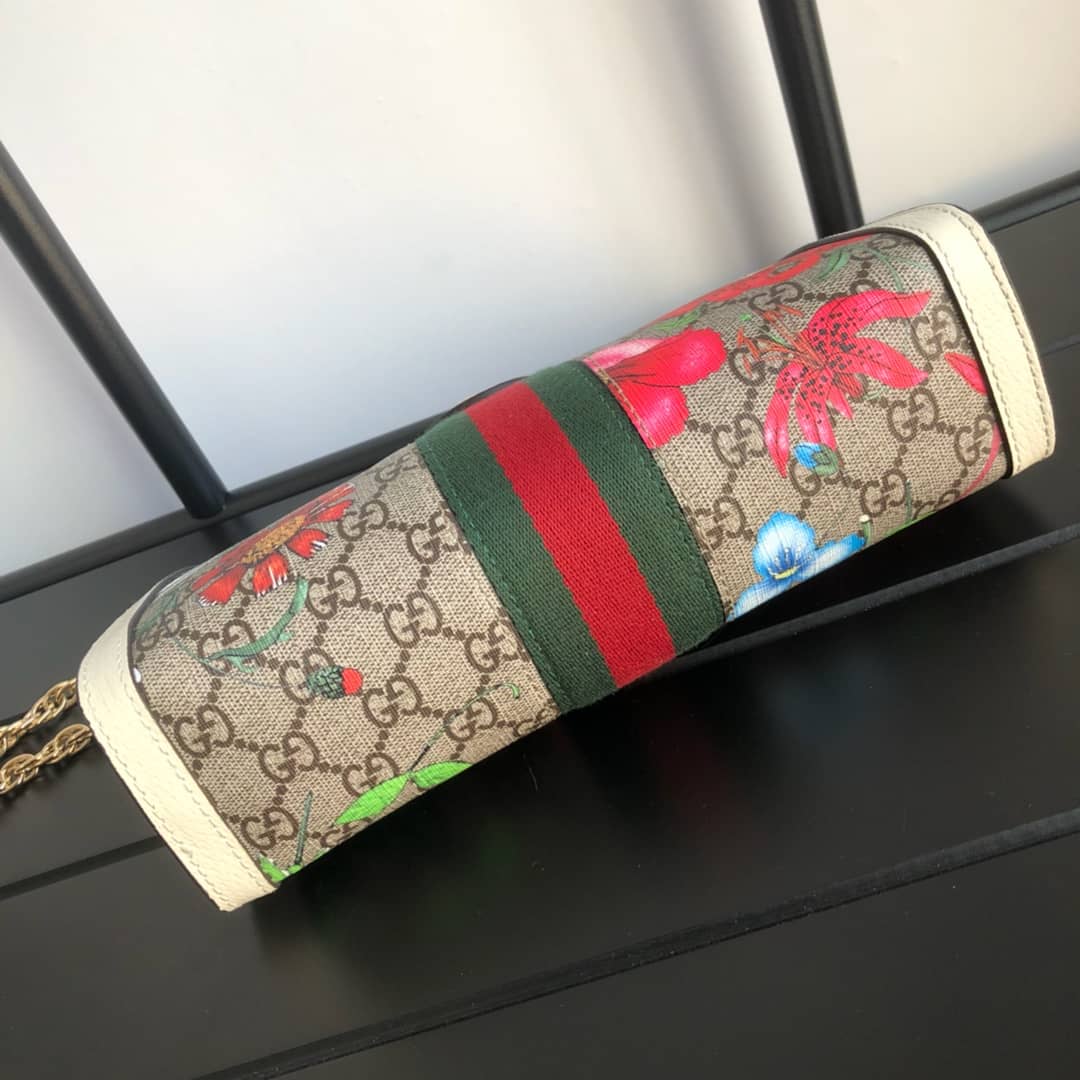 Gvc*1 Ophidia Flora GG Small Svp*me Canvas Shoulder Bag Replica White 503877