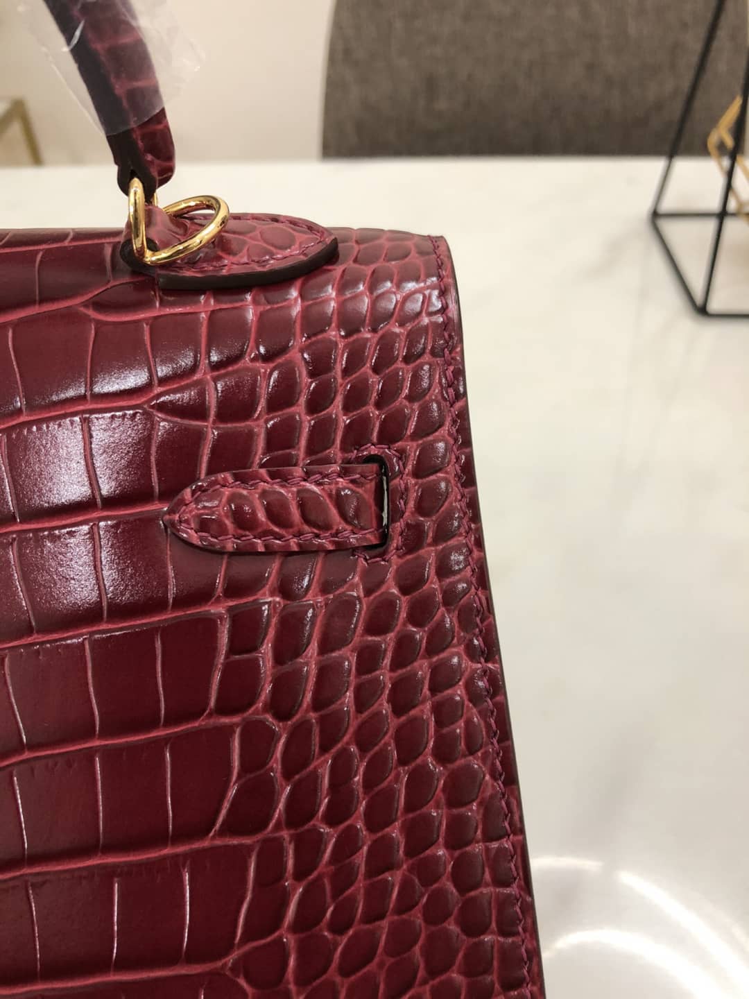 H**me5 Kelly Dupe 25CM Crocodile Shiny Replica Bag