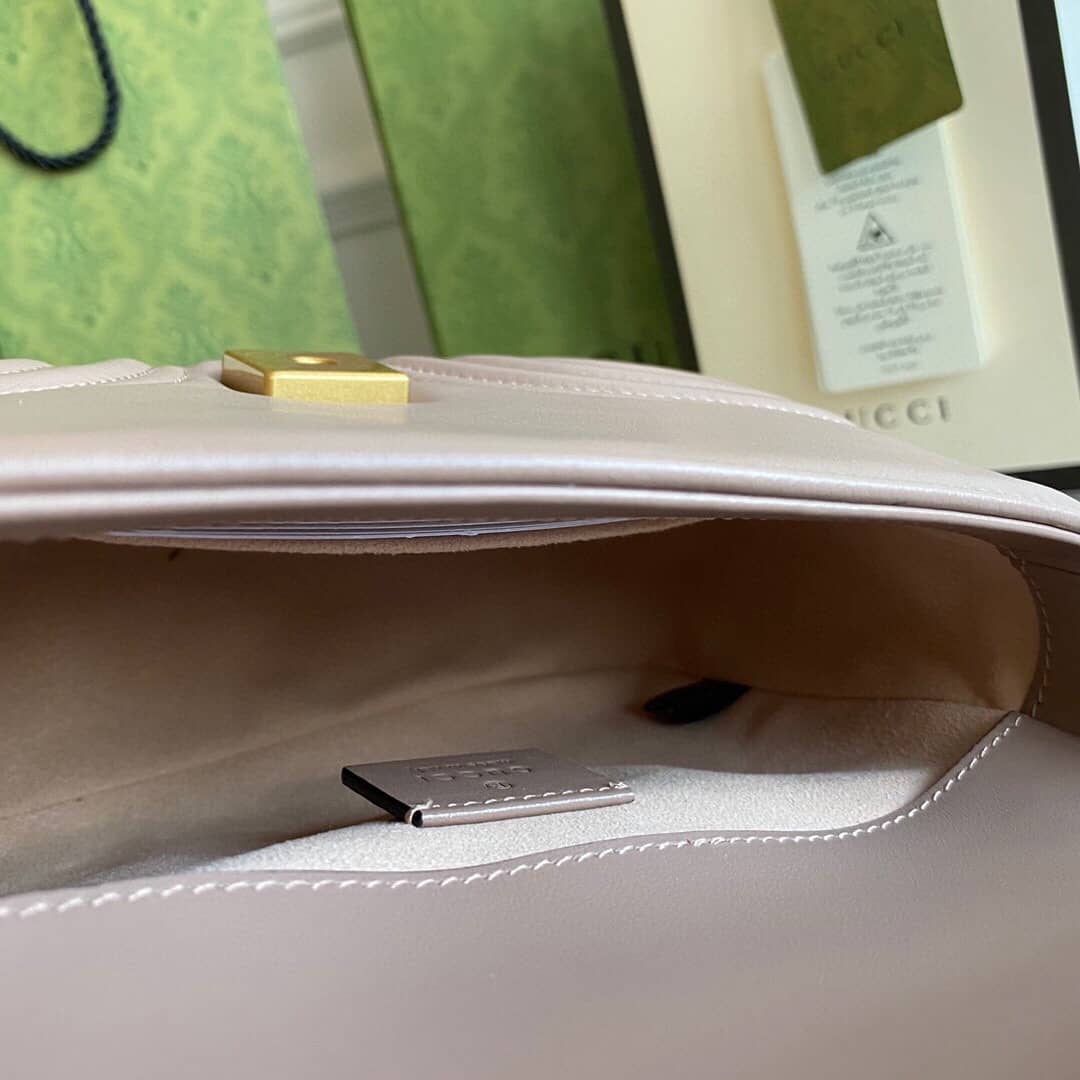 Gvc*1 GG Marmont Mini Leather Top Handle Bag Replica Apricot 547260