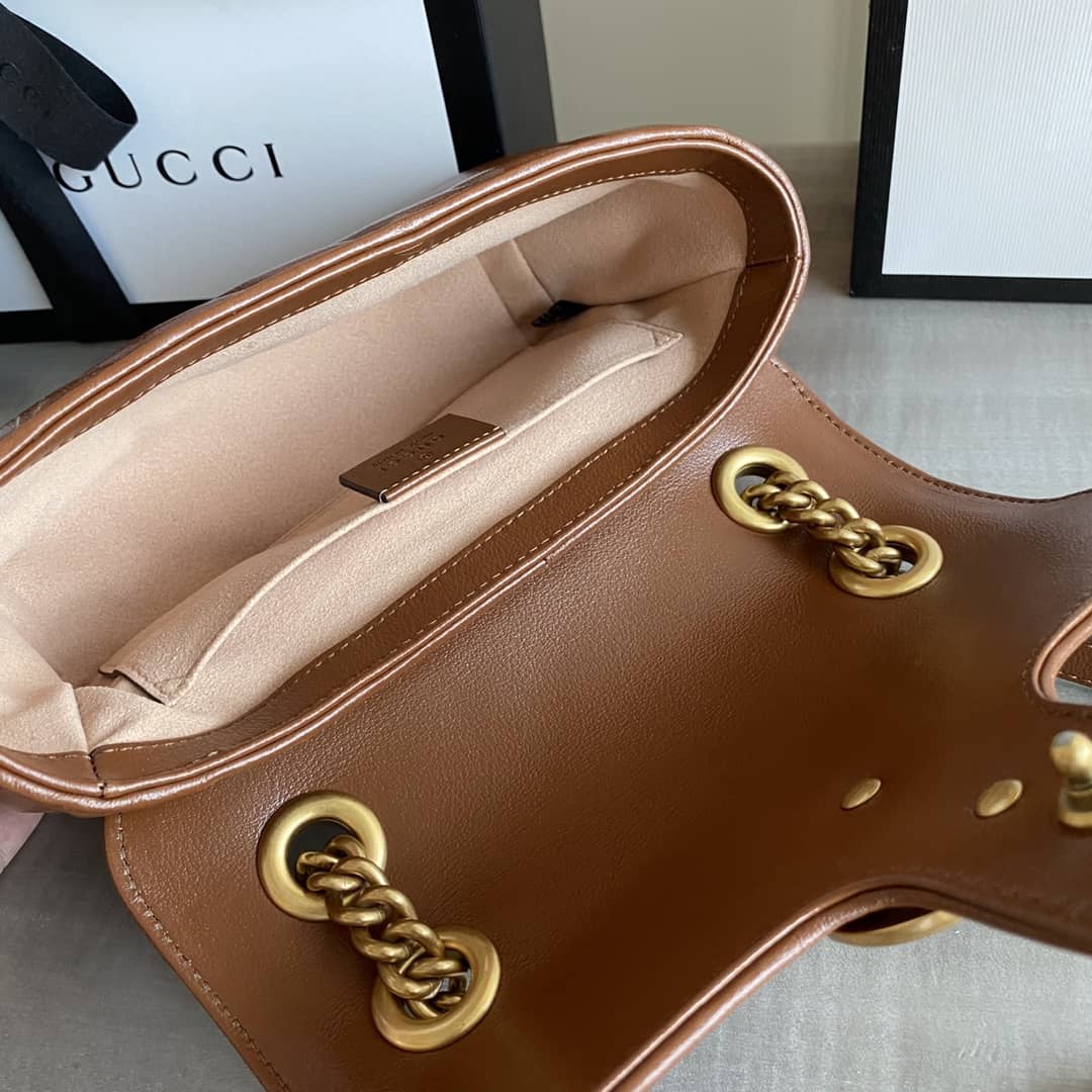 Gvc*1 GG Marmont Mini Matelasse Shoulder Bag Replica Brown 446744