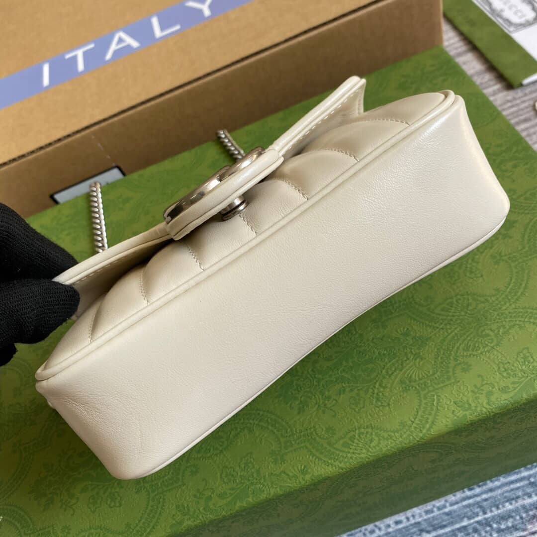 Gvc*1 GG Marmont Matelasse Leather Mini Shoulder Bag Replica White 476433