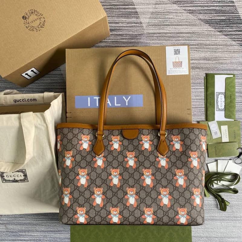 Gvc*1 Ophidia Leather Tote Replica Brown 631685