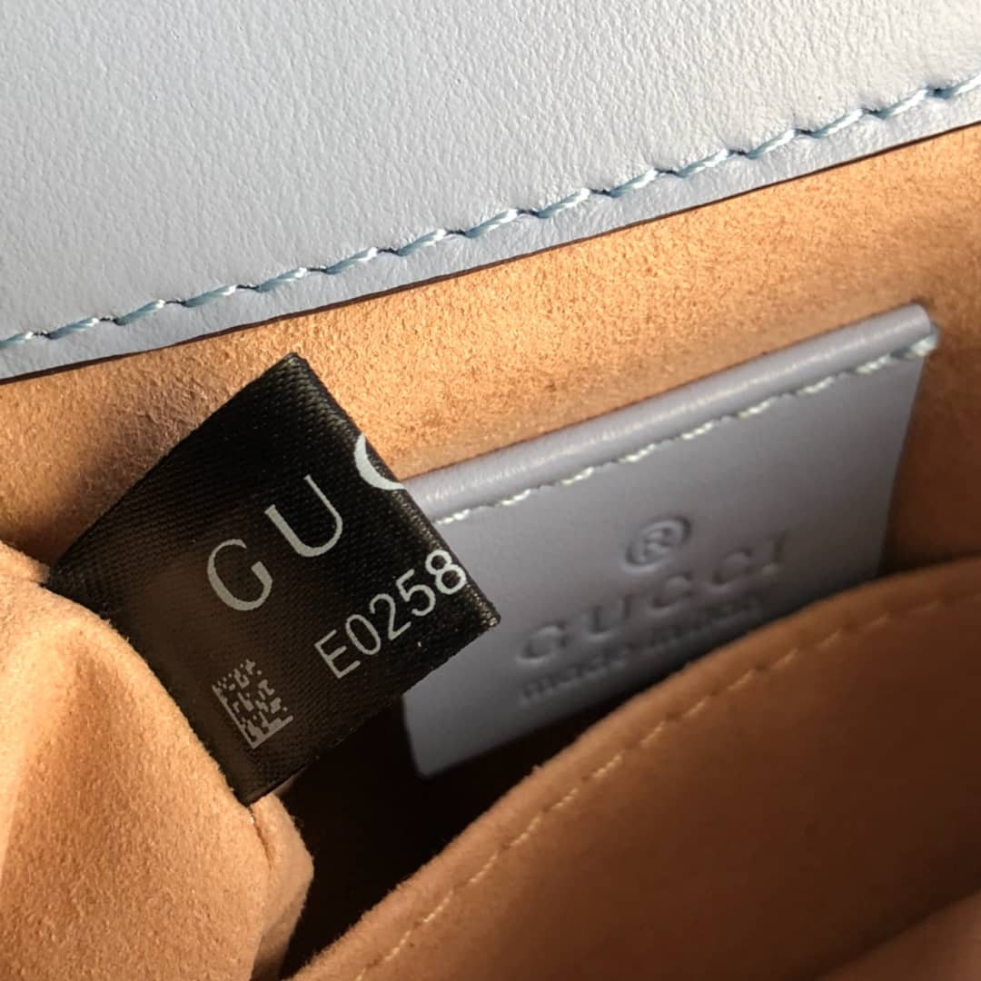 Gvc*1 GG Marmont Mini Leather Top Handle Bag Replica Blue 547260