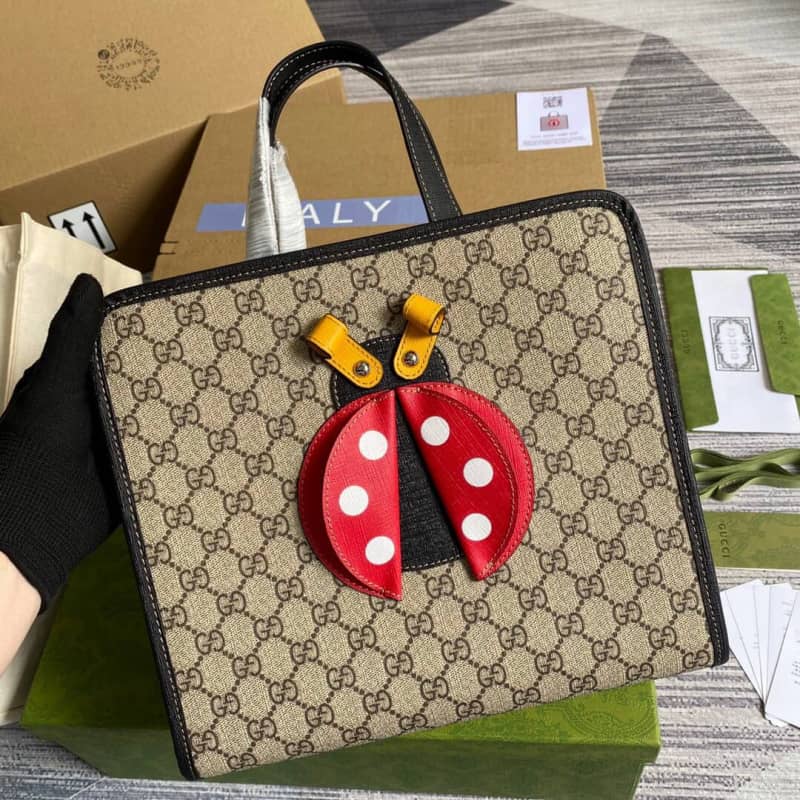 Gvc*1 Children Ladybug GG Svp*me Canvas Tote Replica 664083