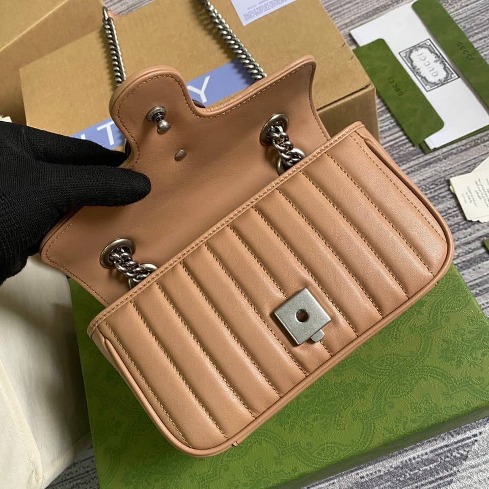 Gvc*1 GG Marmont Mini Matelasse Shoulder Bag Brown Replica 446744