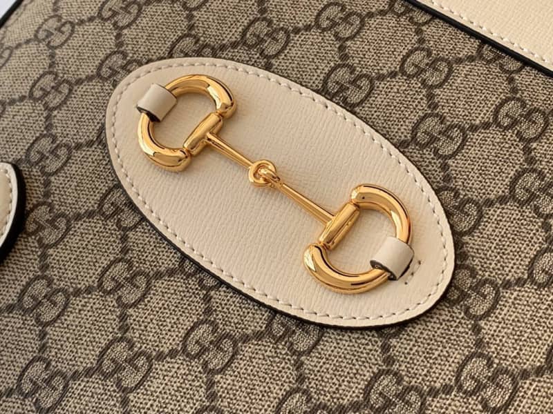 Gvc*1 Horsebit Bag Dupe 1955 Small GG Svp*me Grainy Leather Handle Bag Replica White 621220