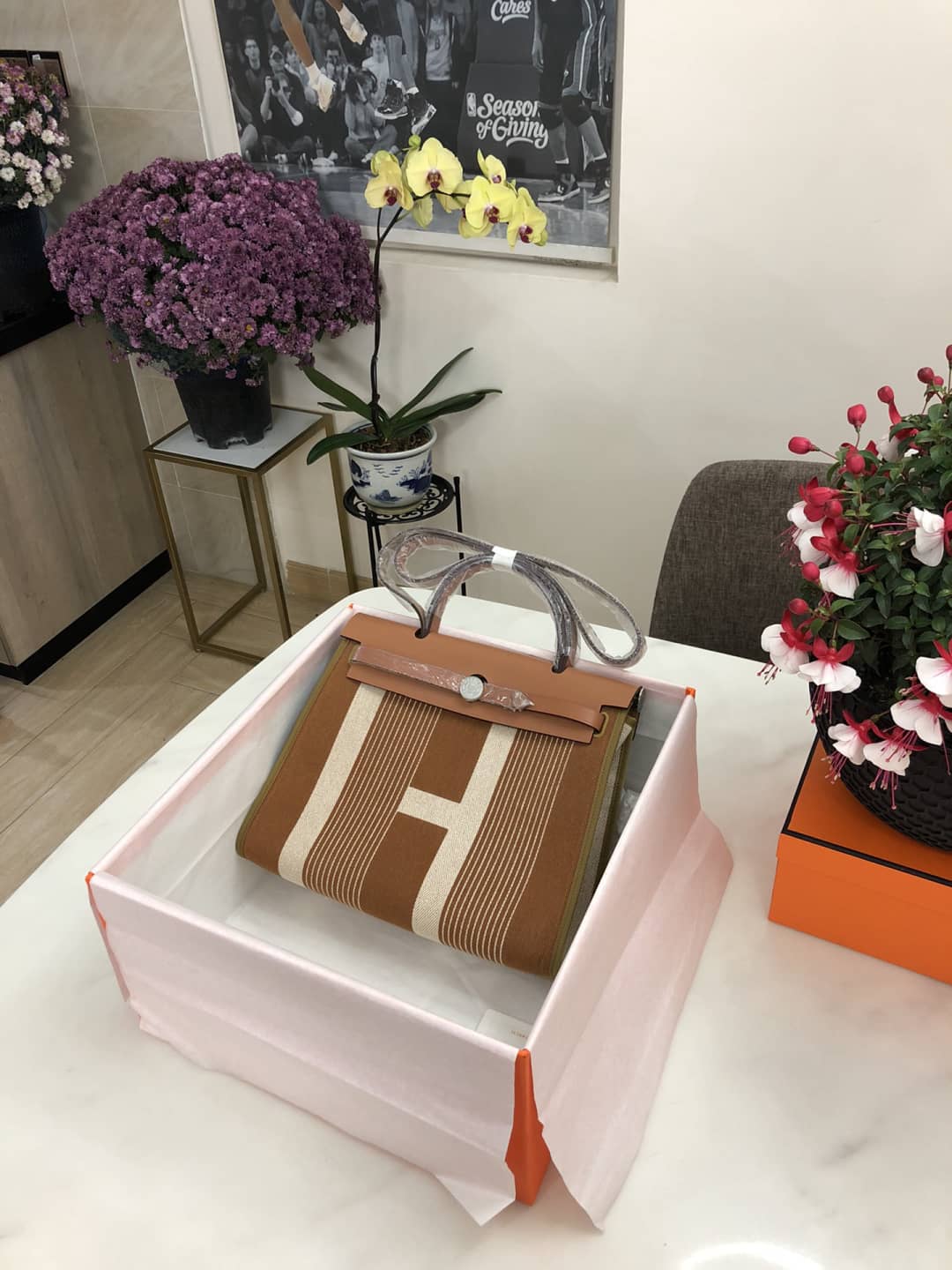 Replica H**me5 Birkin Bag 31 Canvas Leather HerBag