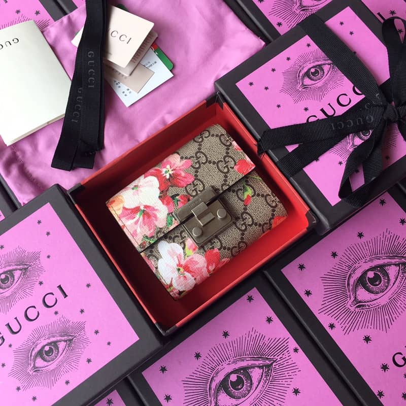 Gvc*1 Padlock Bee Star Print Calfskin Wallet Replica 453155