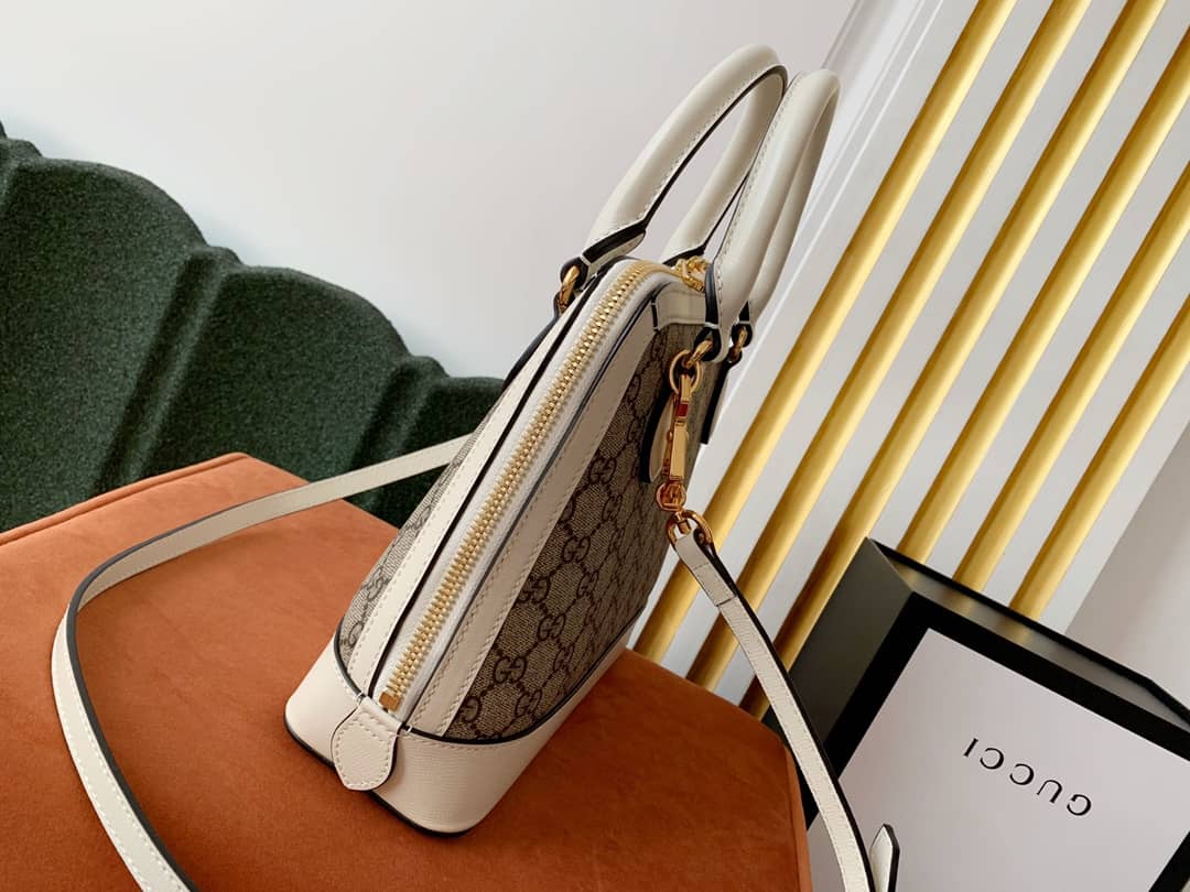 Gvc*1 Horsebit Bag Dupe 1955 Small GG Svp*me Grainy Leather Handle Bag Replica White 621220