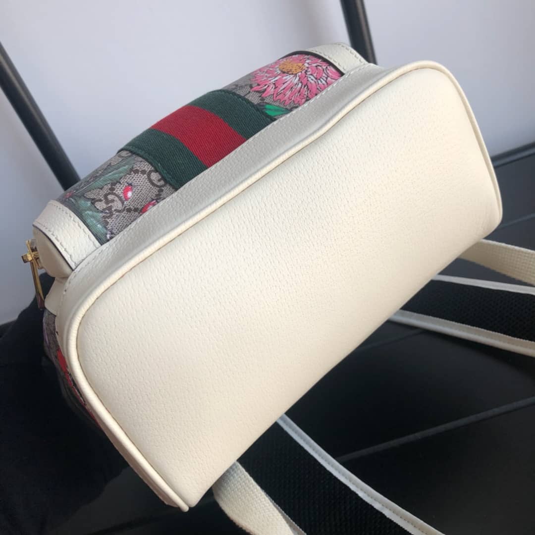 Gvc*1 Ophidia Flora Small GG Svp*me Canvas Replica Backpack Beige 547965