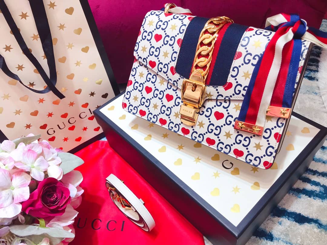 Gvc*1 Sylvie Small Leather Shoulder Bag Replica White Blue 421882