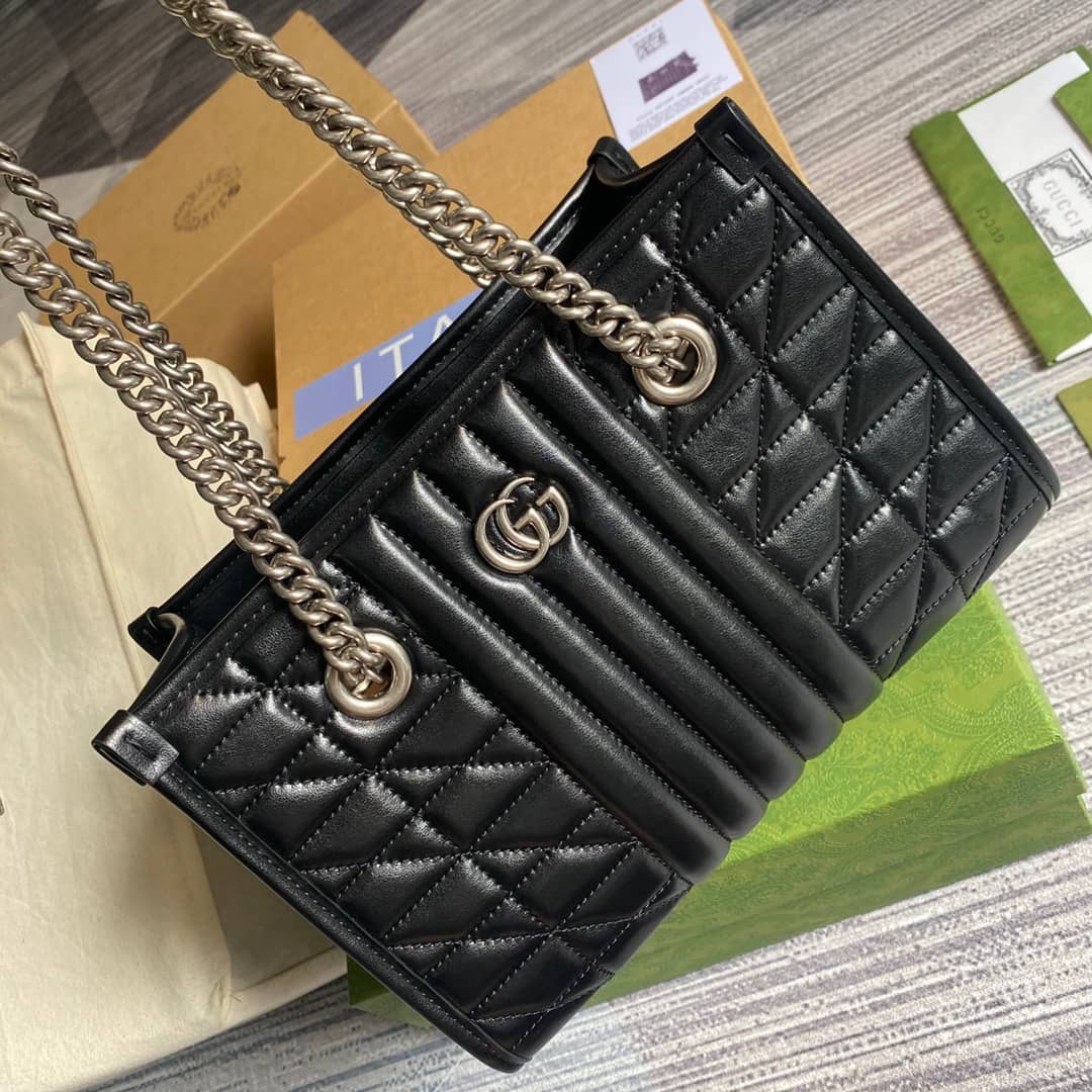Gvc*1 GG Marmont Small Tote Bag Replica Black 681483
