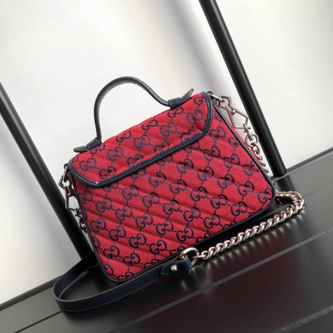 Gvc*1 GG Marmont Mini Top Handle Bag Replica Red 583571