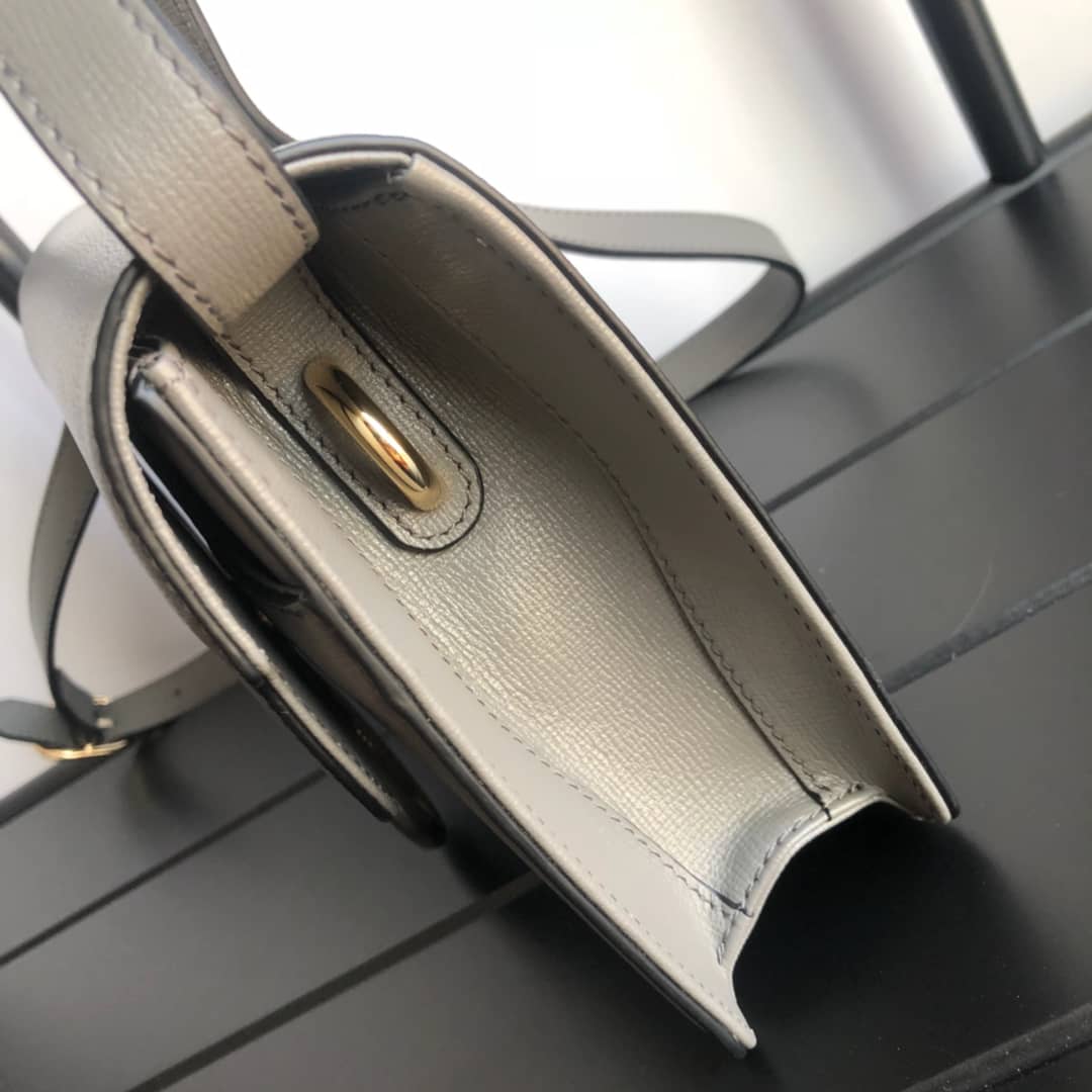 Gvc*1 GG Ring Torchon Leather Shoulder Bag Replica Gray 589474