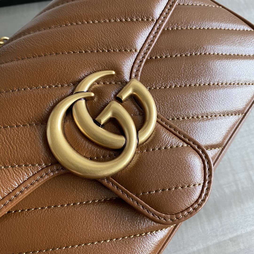 Gvc*1 GG Marmont Matelasse Shoulder Bag Replica Brown 443497