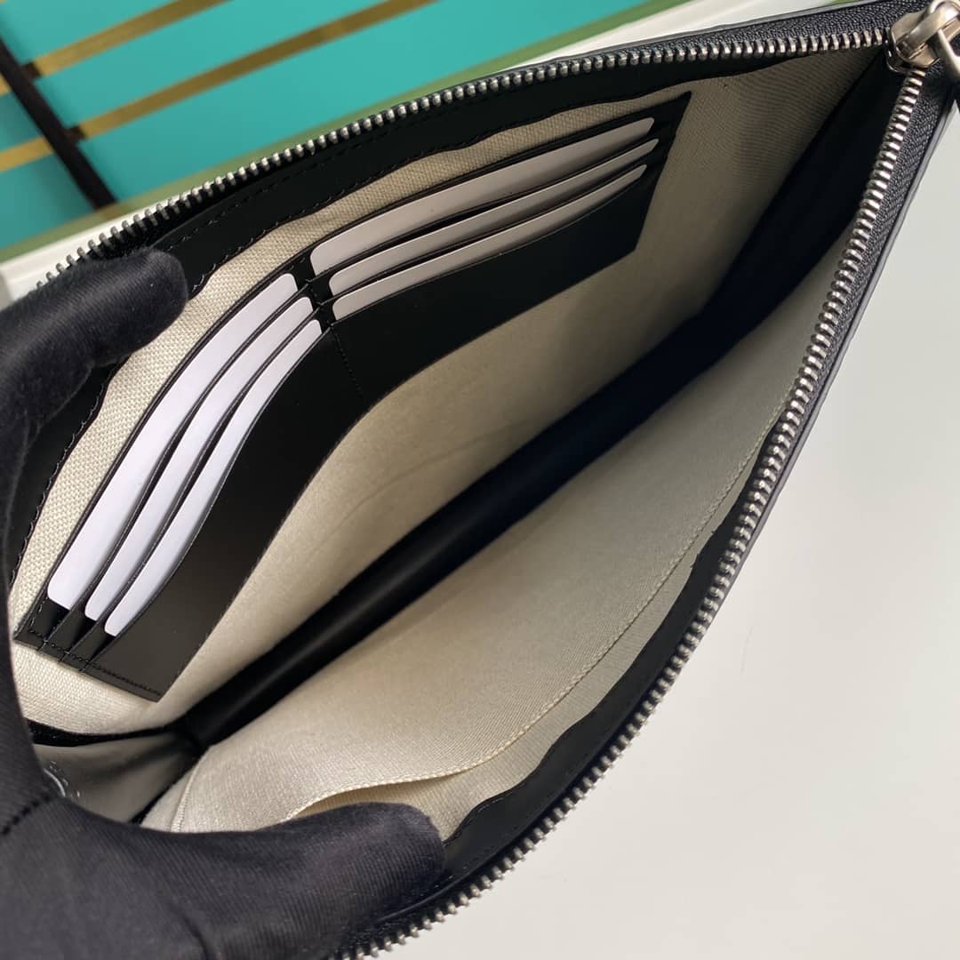 Gvc*1 Embossed Logo Calf Leather Black Pouch 547074