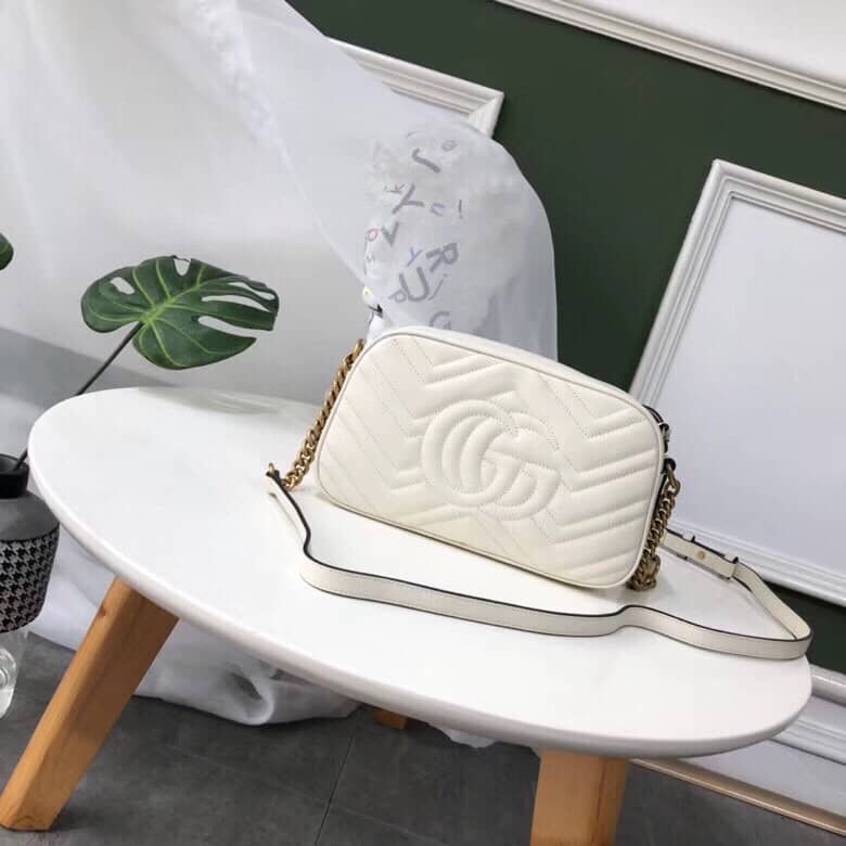 Gvc*1 GG Marmont Small Shoulder Handbag Camera Bag Replica White 447632