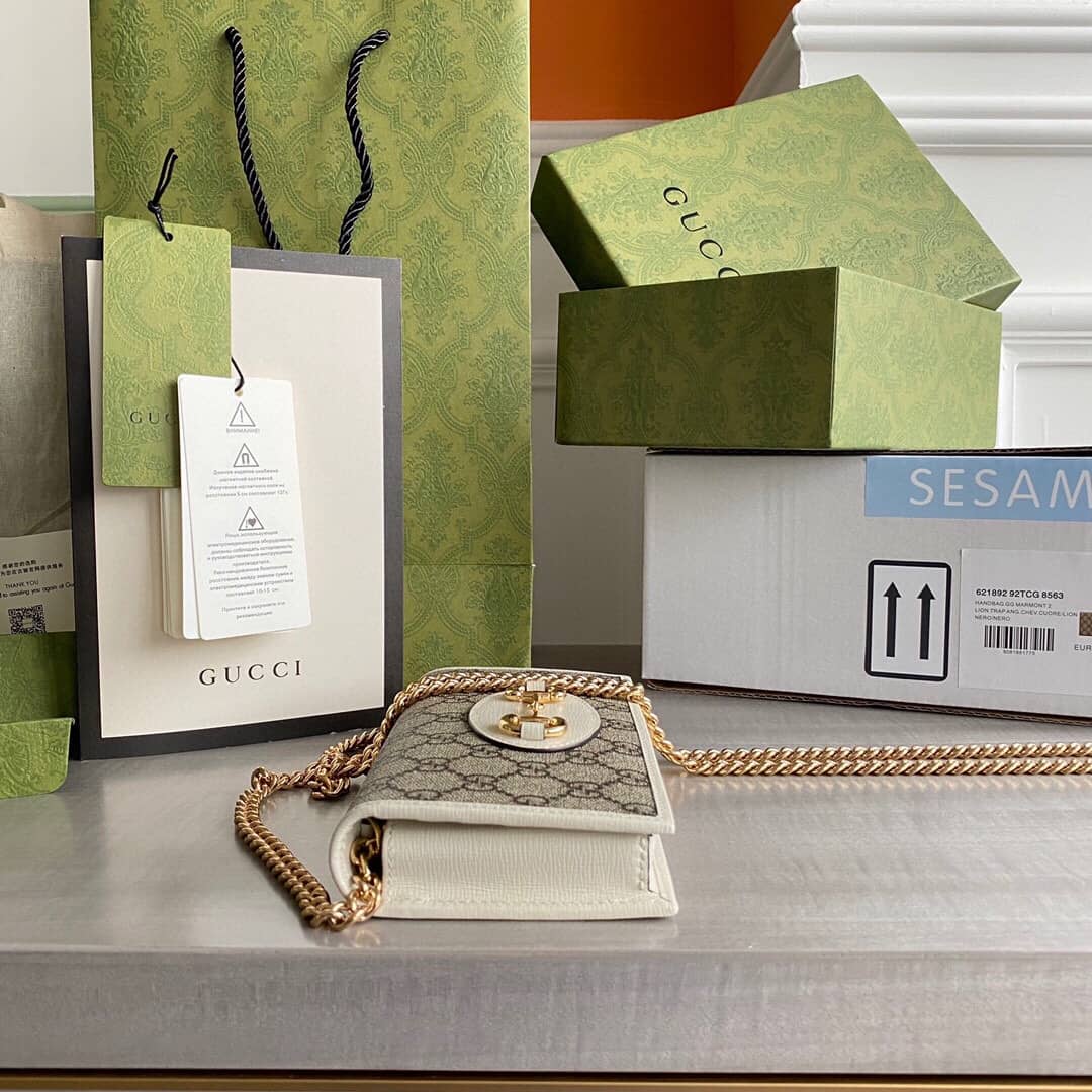 Gvc*1 GG Svp*me Horsebit 1955 Chain Wallet Replica White 621892