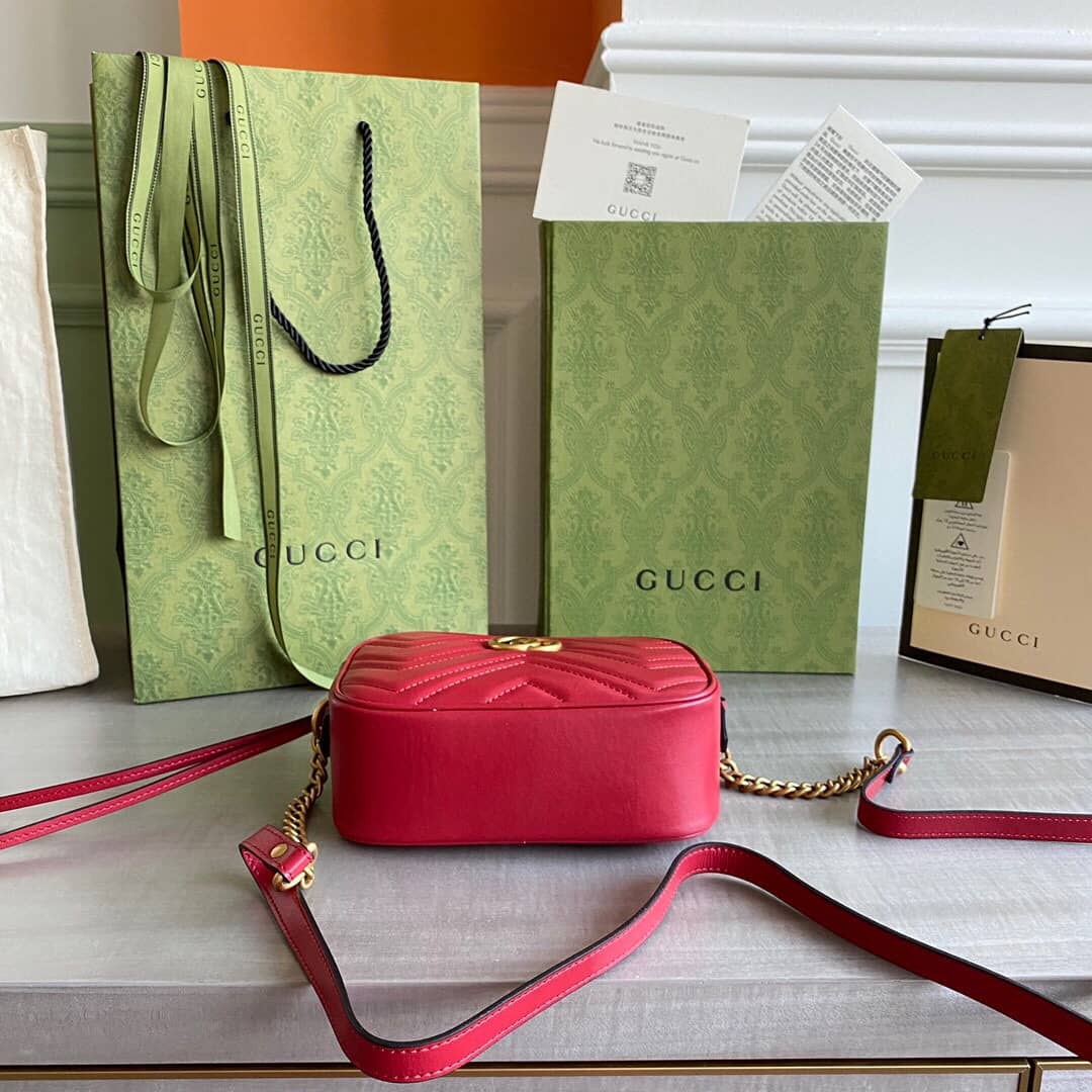 Gvc*1 GG Marmont Matelassé Mini Bag Replica Red 448065