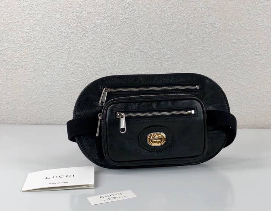 Gvc*1 Soft Leather Belt Bag Replica Black 575857