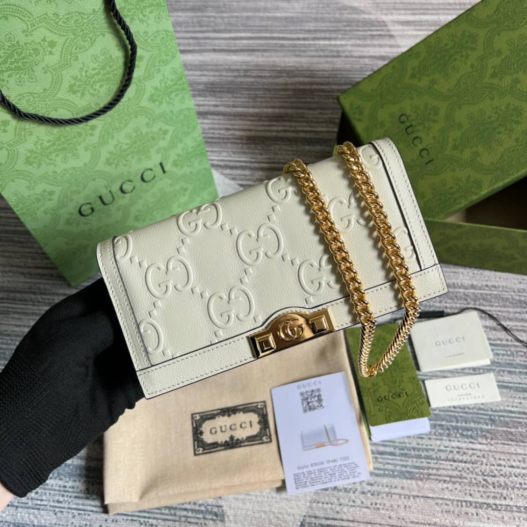 Gvc*1 GG Wallet With Chain White 676155 Replica