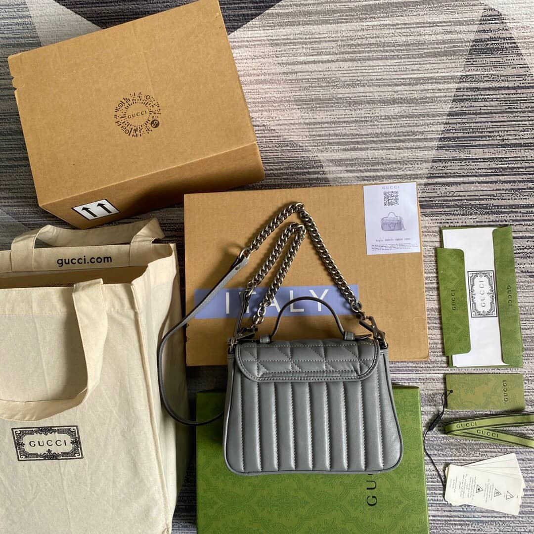 Gvc*1 GG Marmont Mini Top Handle Bag Replica Gray 583571