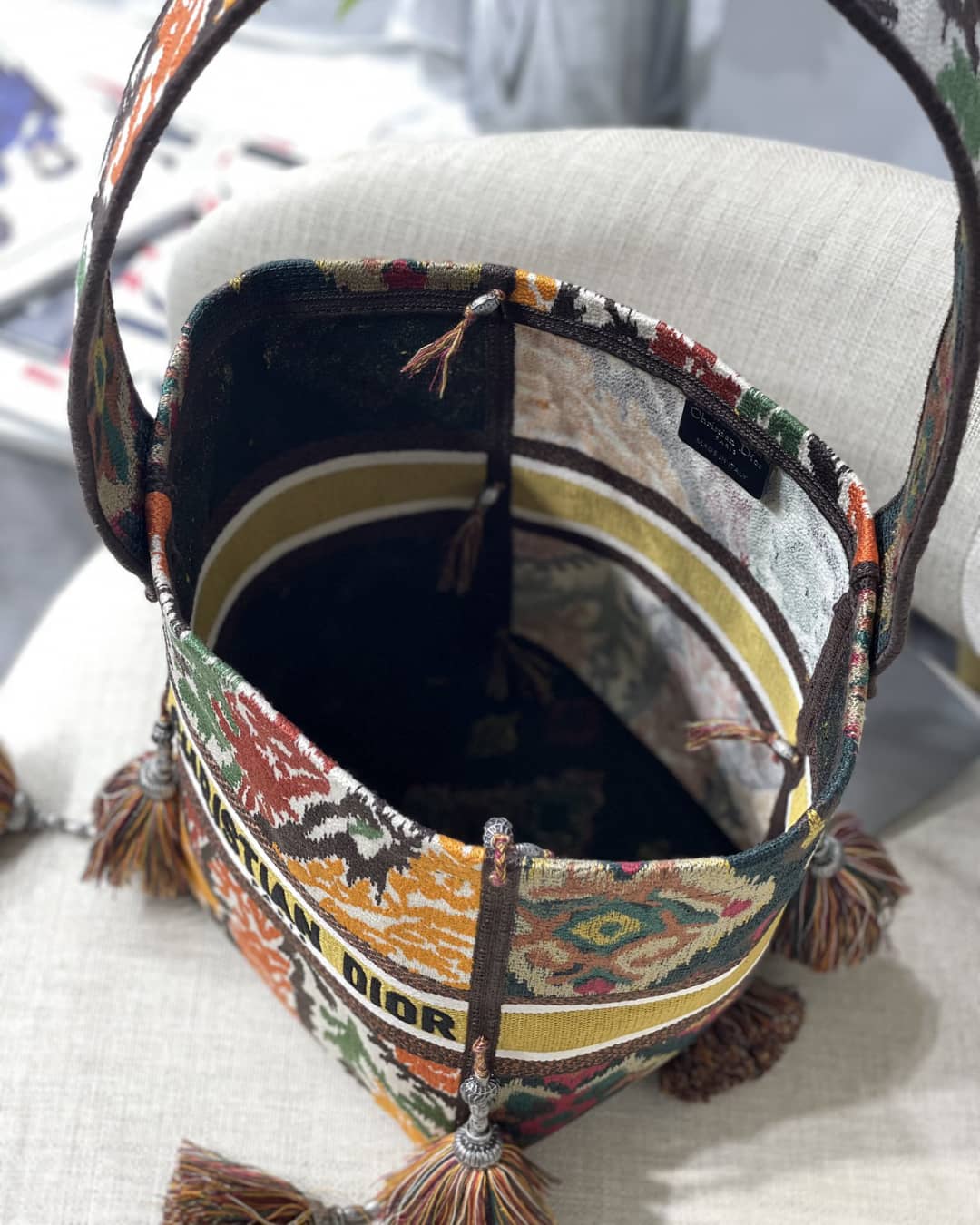 Chr1st1an D10r CD Bubble Embroidered Replica Bucket Bag