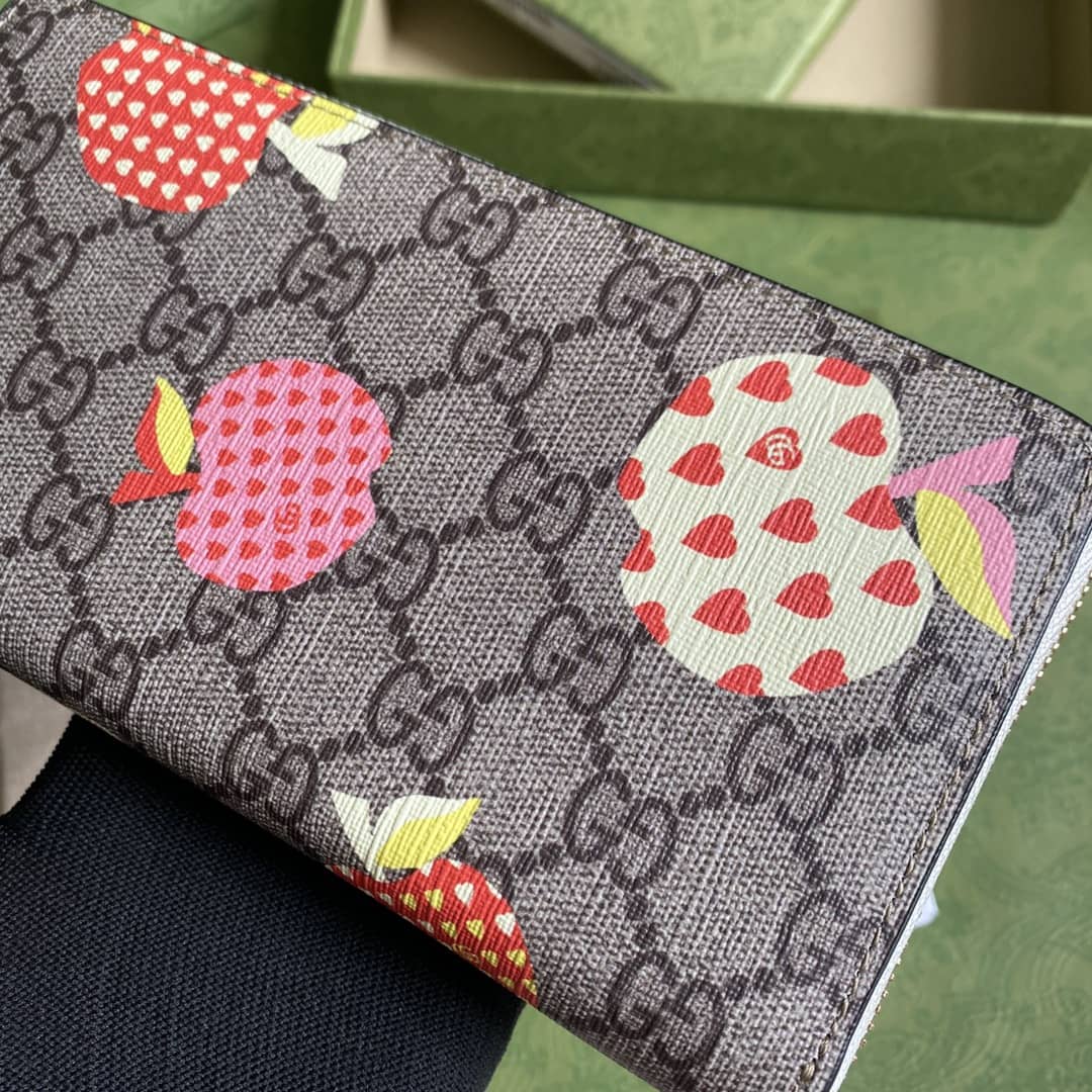 Gvc*1 GG Apple Print Zip Around Long Wallet Replica 663924