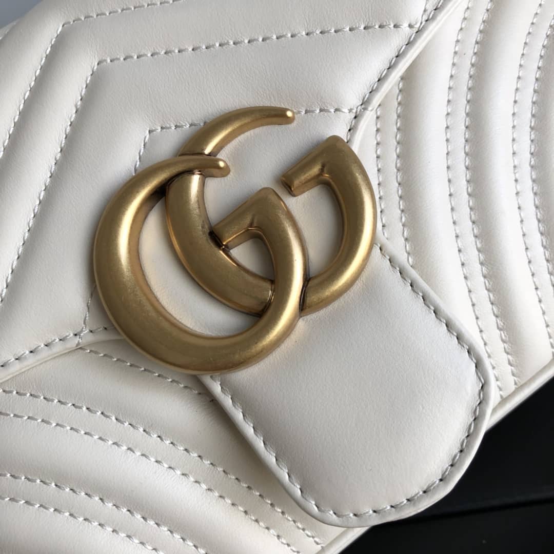Gvc*1 GG Marmont Matelasse Shoulder Bag Replica White 443497