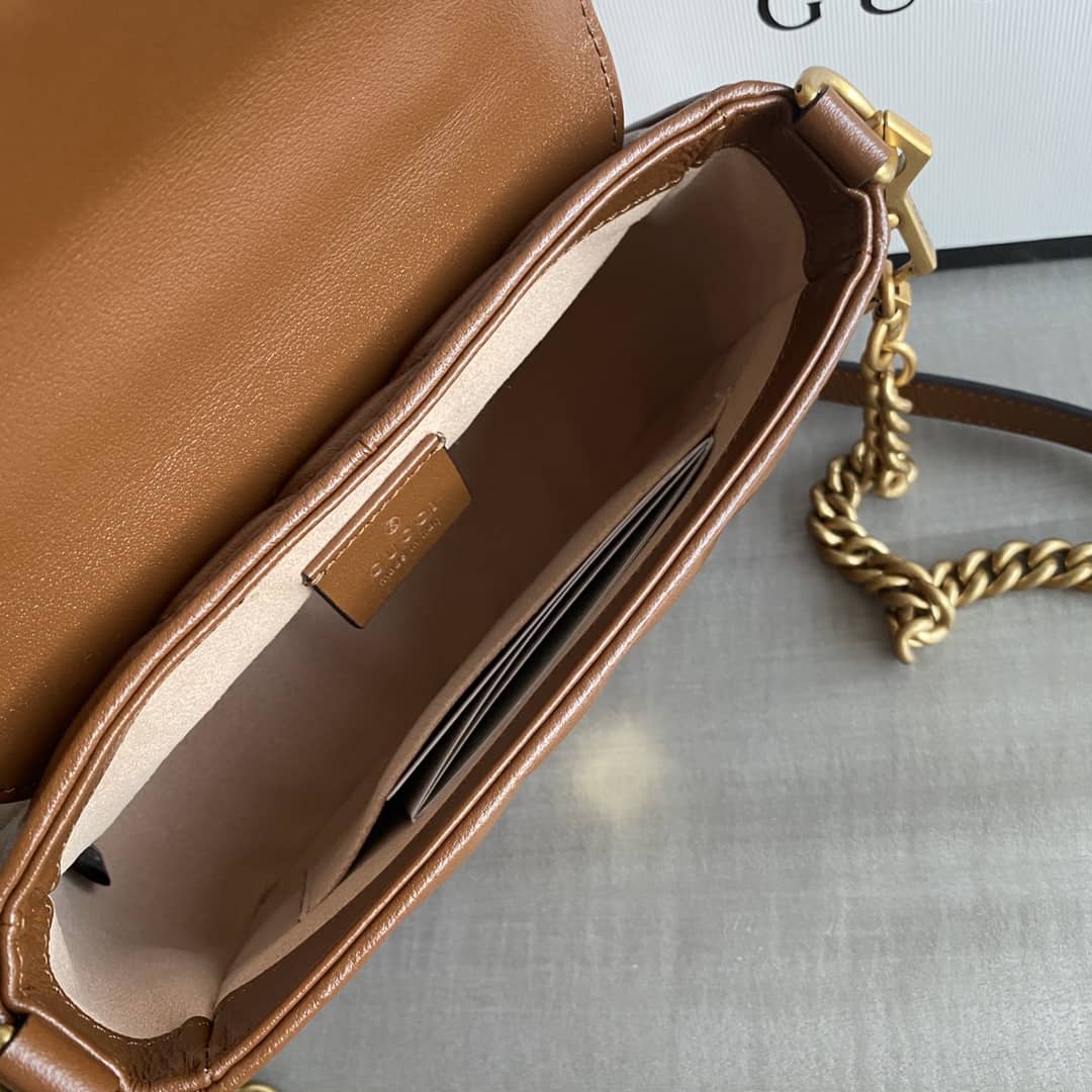 Gvc*1 GG Marmont Mini Top Handle Bag Replica Brown 583571