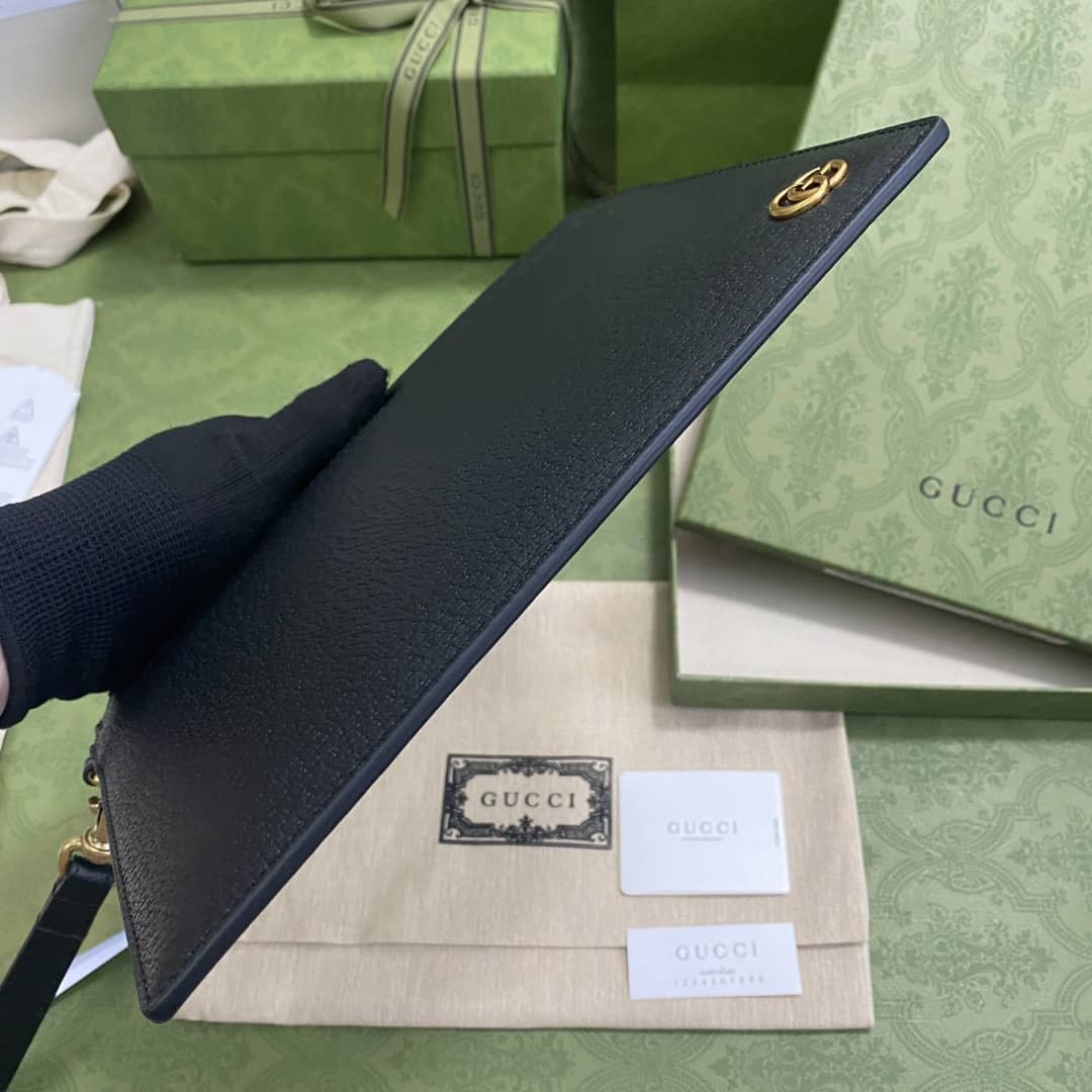 Gvc*1 GG Marmont Black Leather Pouch Replica 658562