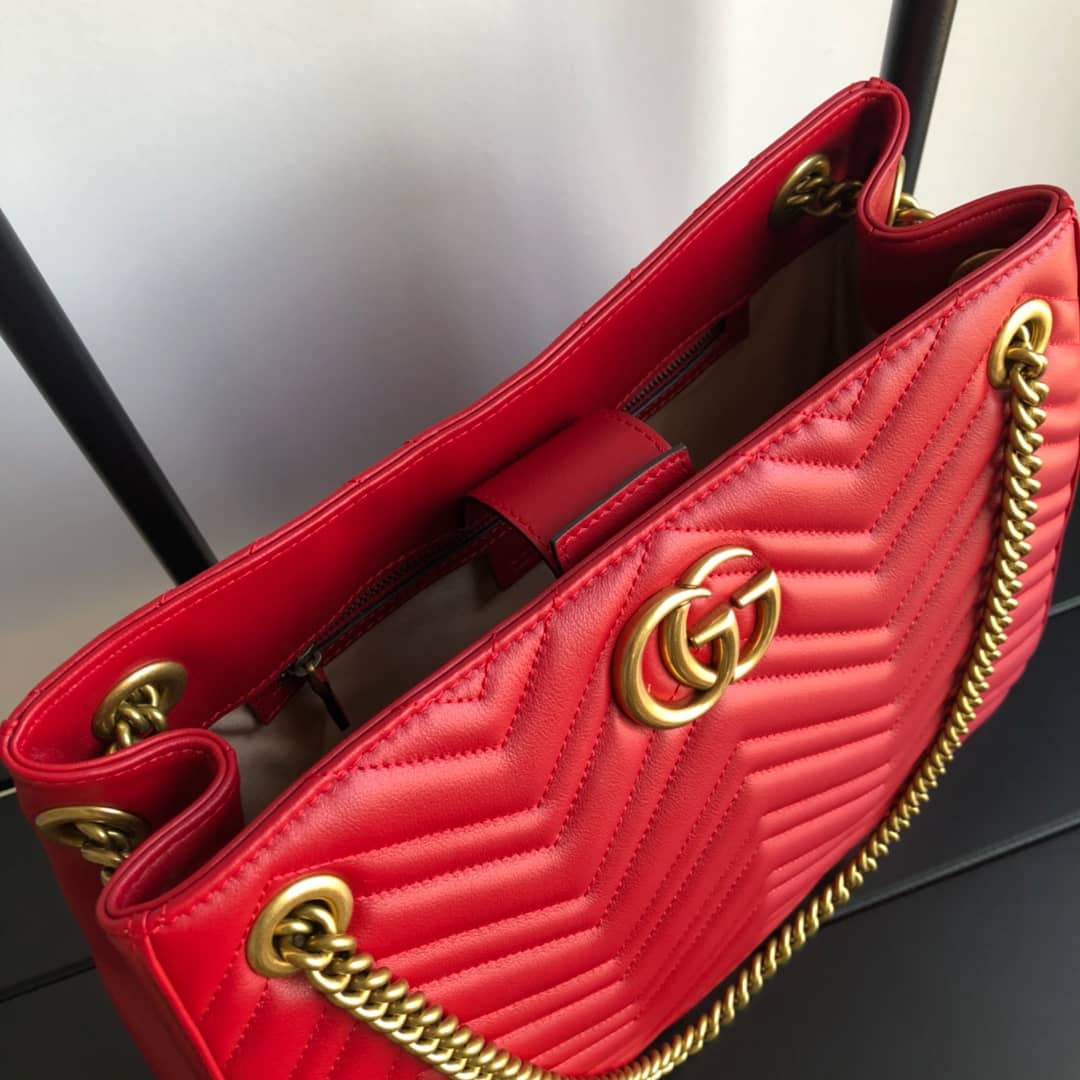 Gvc*1 GG Marmont Chain Shoulder Bag Replica Red 453569