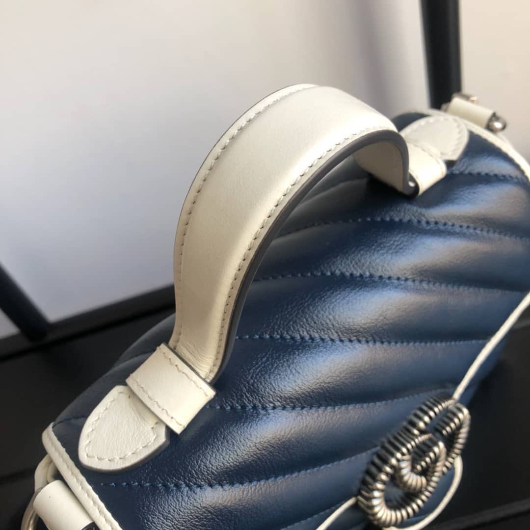 Gvc*1 GG Marmont Mini Top Handle Bag Replica Blue 583571
