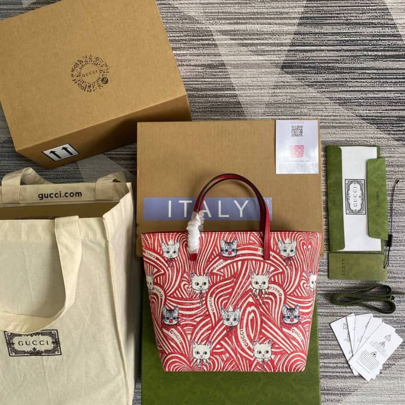 Gvc*1 Children GG Svp*me Canvas Replica Tote Red 410812