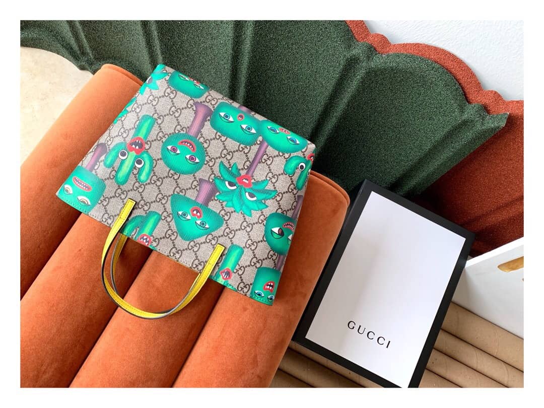 Gvc*1 Children GG Tote With Pineapple Bag Replica Green 580840