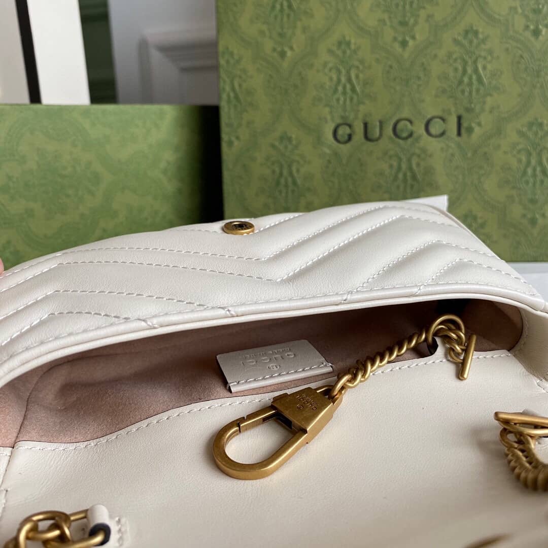 Gvc*1 GG Marmont Matelasse Leather Mini Shoulder Bag Replica White 476433