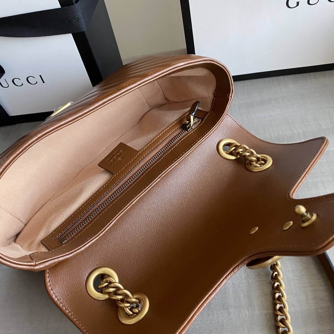 Gvc*1 GG Marmont Matelasse Shoulder Bag Replica Brown 443497