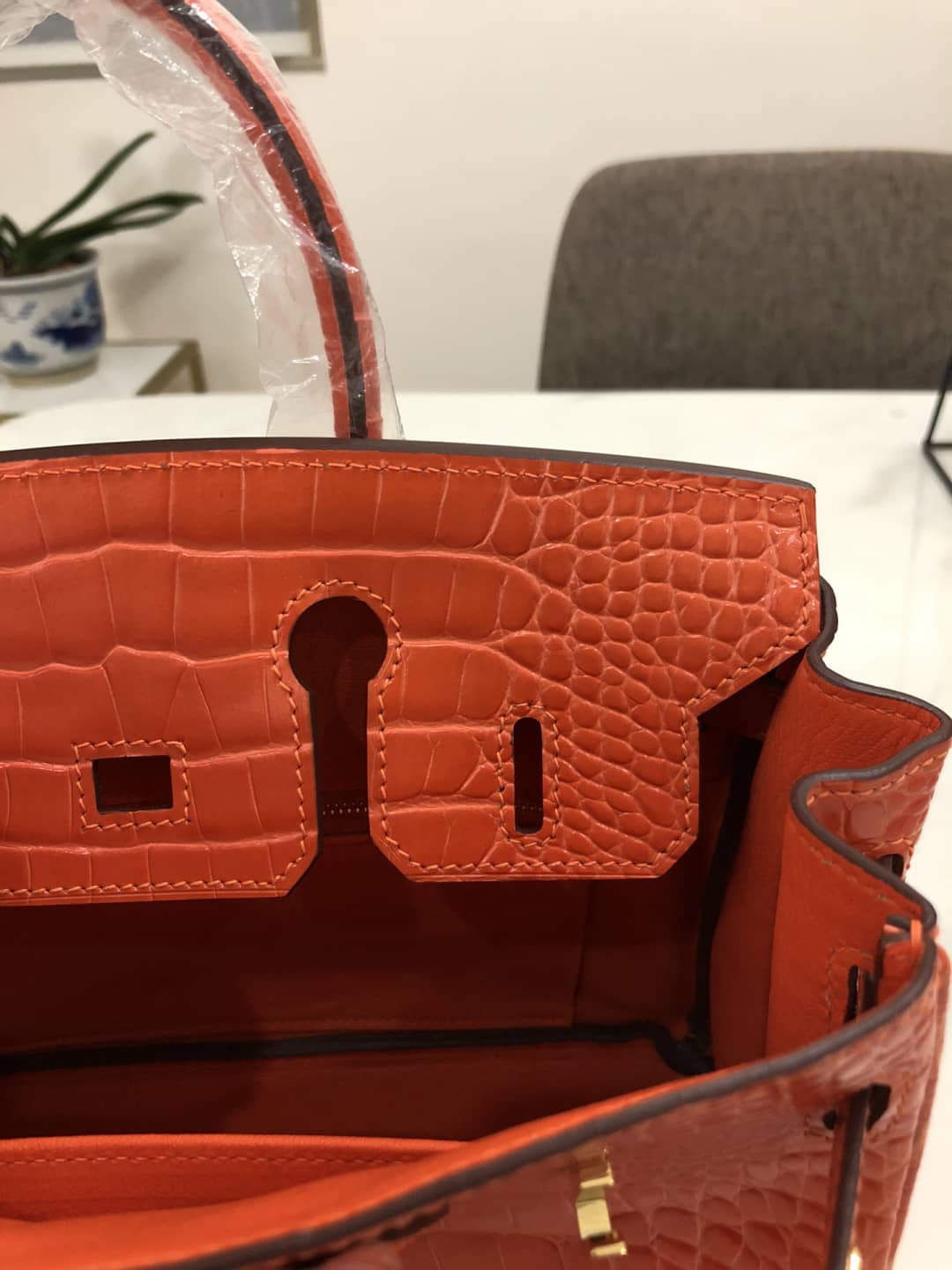 H**me5 Birkin 25CM Crocodile Shiny Replica Bag