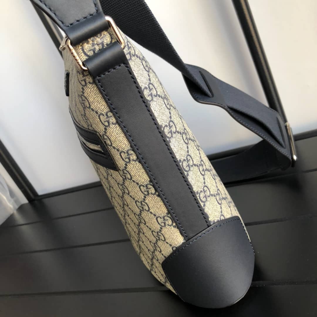 Gvc*1 Mens Svp*me Leather Double G Messenger Bag Replica Gray 406388